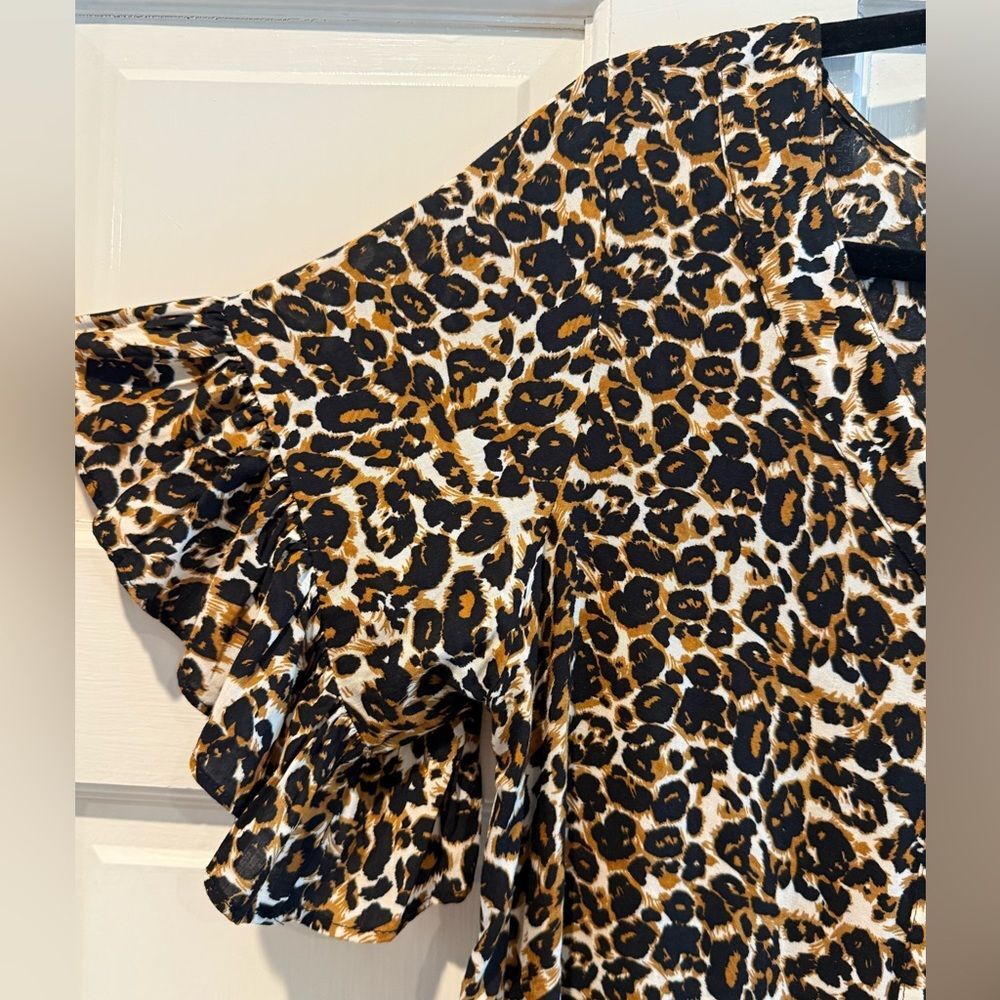 Umgee Leopard Print Button Down Boho Midi Shirt D… - image 4